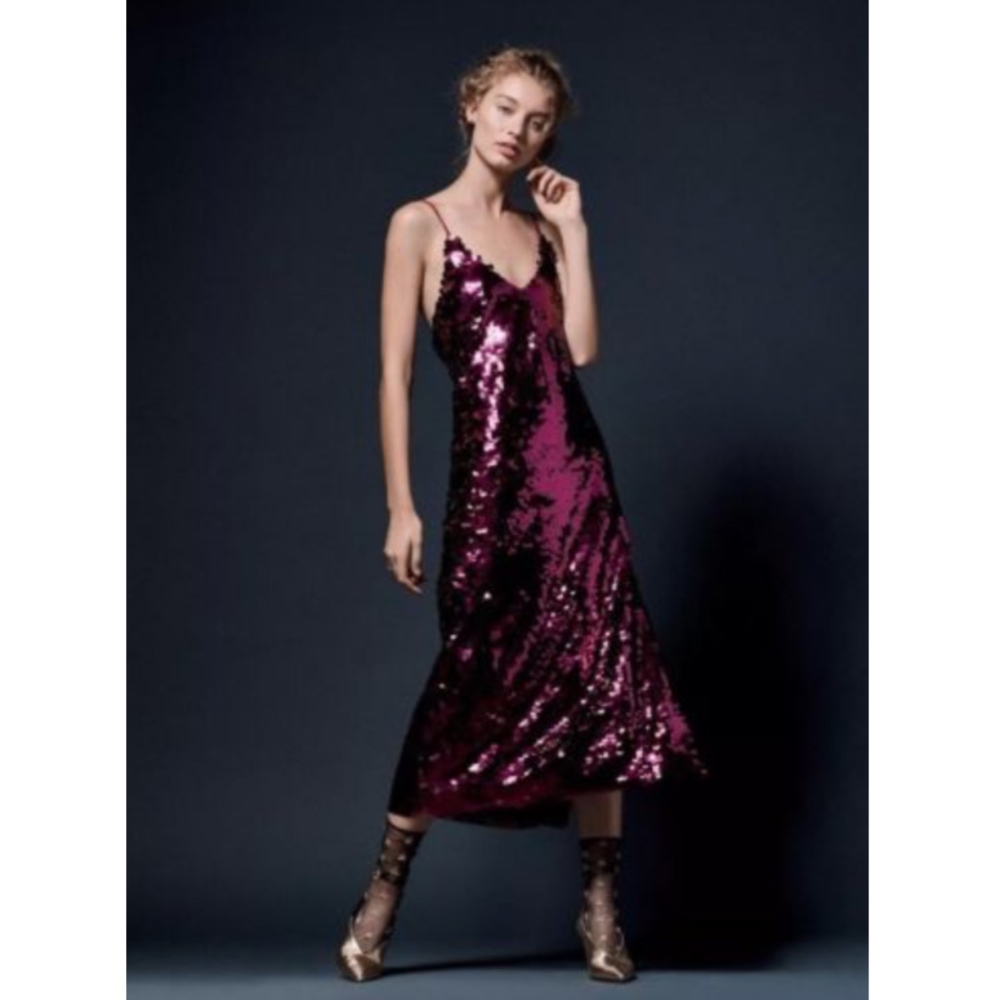 Free People Paillette Party Midi Slip Dress